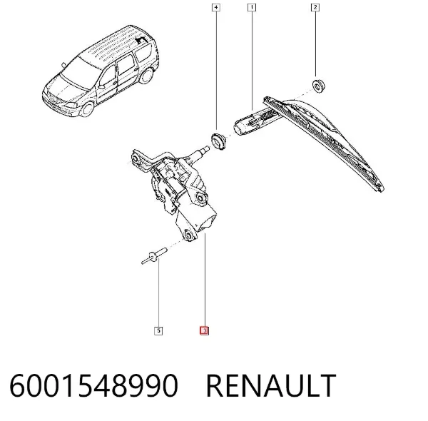Motor de limpador pára-brisas de vidro traseiro 6001548990 Renault (RVI)