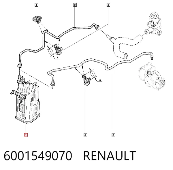 Adsorvedor dos vapores de combustível 6001549070 Renault (RVI)