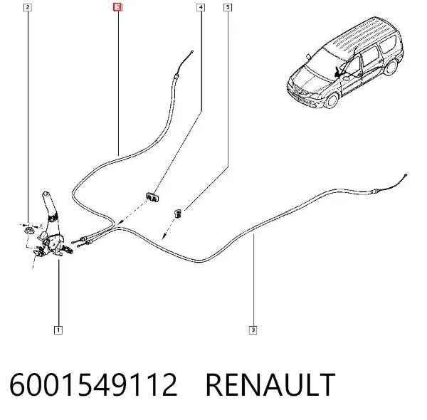 Cabo traseiro direito/esquerdo do freio de estacionamento 6001549112 Renault (RVI)