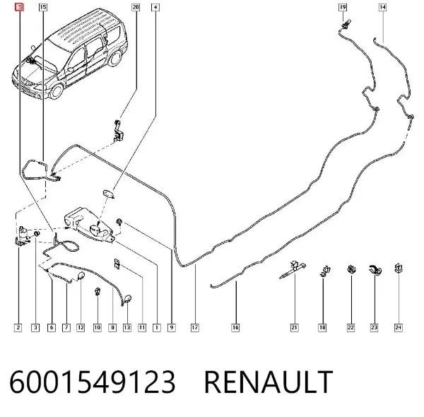 Mangueira de fluido para lavador de pára-brisas 6001549123 Renault (RVI)