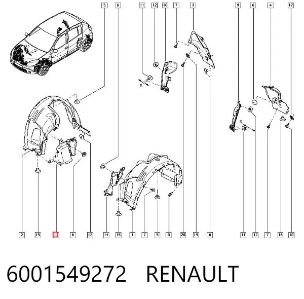 Proteção de motor direito 6001549272 Renault (RVI)