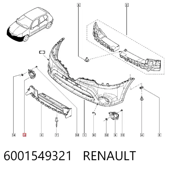 Consola de fixação das luzes de nevoeiro direitas 6001549321 Renault (RVI)