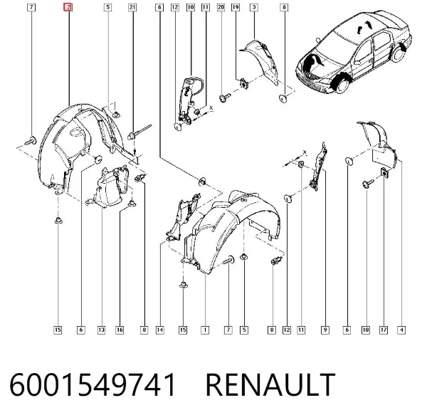 Guarda-barras direito do pára-lama dianteiro 6001549741 Renault (RVI)