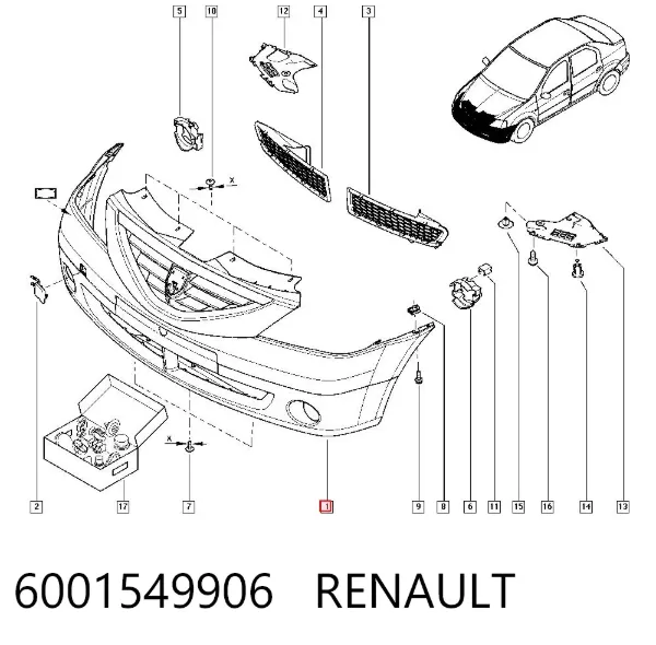 Pára-choque dianteiro 6001549906 Renault (RVI)