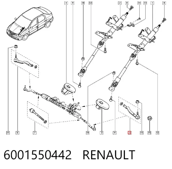 Ponta externa da barra de direção 6001550442 Renault (RVI)