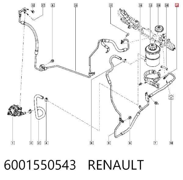Consola de tanque da Direção hidrâulica assistida 6001550543 Renault (RVI)