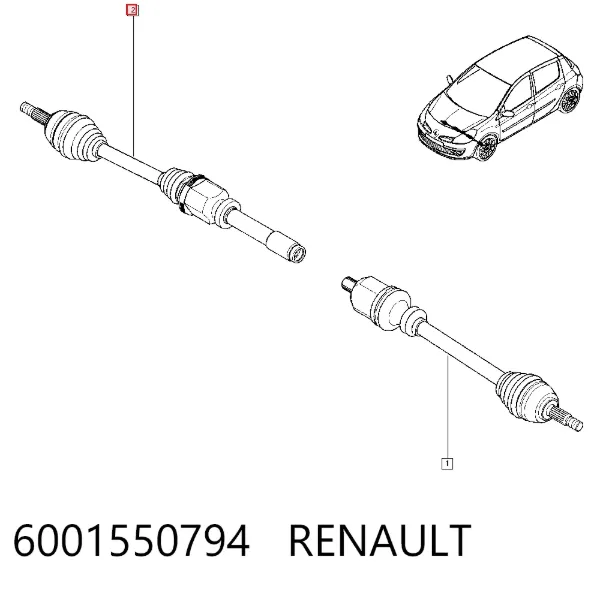 Semieixo (acionador) dianteiro direito 6001550794 Renault (RVI)