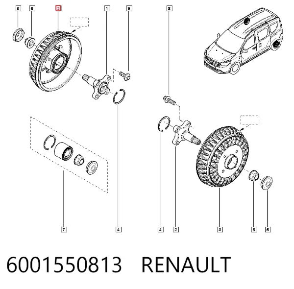 Tambor do freio traseiro 6001550813 Renault (RVI)