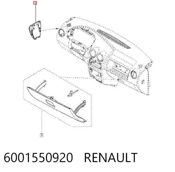 Tampa lateral do painel do "torpedo", esquerda 6001550920 Renault (RVI)