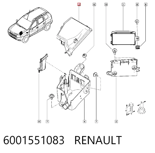 Caixa de unidade de dispositivos de segurança 6001551083 Renault (RVI)
