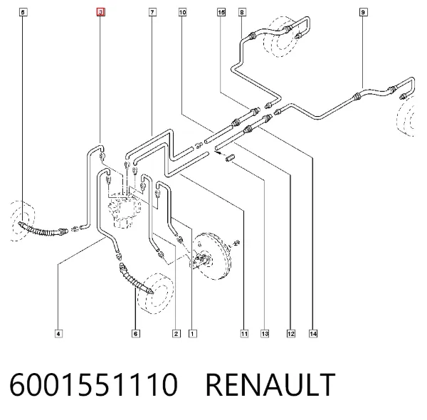 Tubo do freio do sistema, enrolamento 6001551110 Renault (RVI)