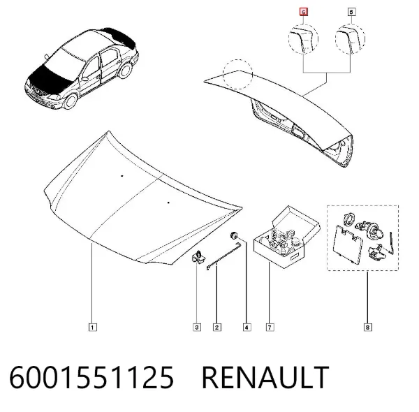 Tampa de porta-malas 6001551125 Renault (RVI)