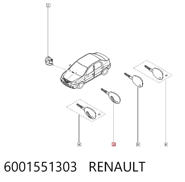Unidade de imobilizador na chave 6001551303 Renault (RVI)