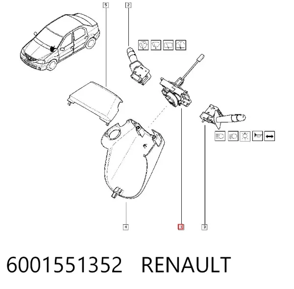 Anel AIRBAG de contato, cabo plano do volante 6001551352 Renault (RVI)