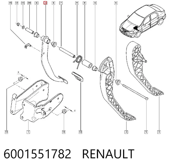Pedal do freio 6001551782 Renault (RVI)