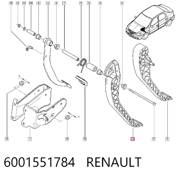 Pedal de embraiagem 6001551784 Renault (RVI)