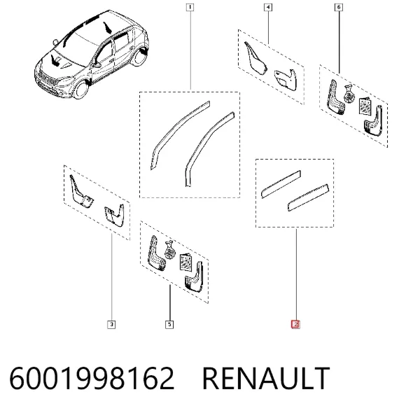 Defletor de janelas para o vidro da porta, kit 2 un. 6001998162 Renault (RVI)