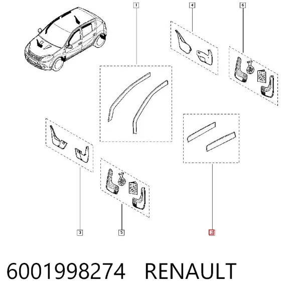 Defletor de janelas para o vidro da porta, kit 2 un. 6001998274 Renault (RVI)