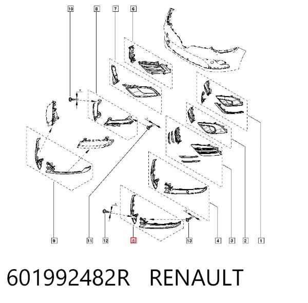 Placa sobreposta do pára-choque dianteiro 601992482R Renault (RVI)