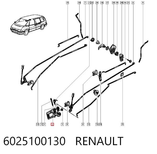 Maçaneta interna dianteira/traseira da porta esquerda 6025100130 Renault (RVI)