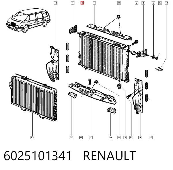 Radiador de esfriamento de motor 6025101341 Renault (RVI)