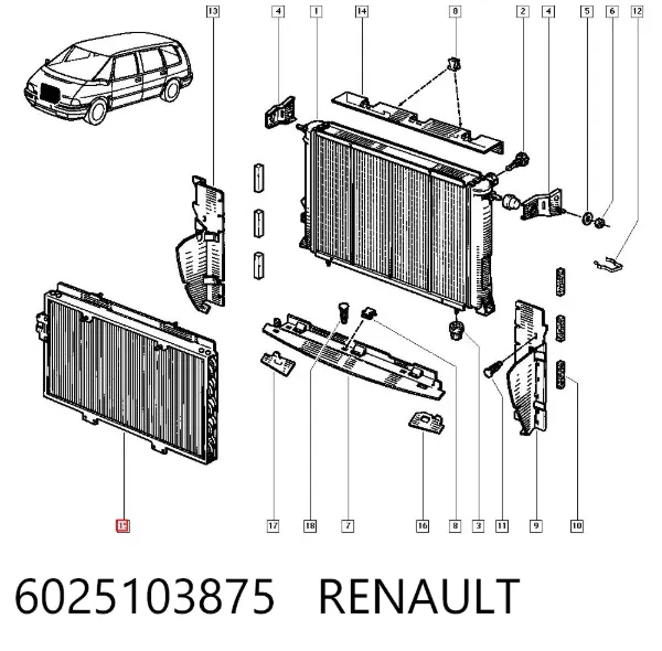 Radiador de aparelho de ar condicionado Renault Espace II