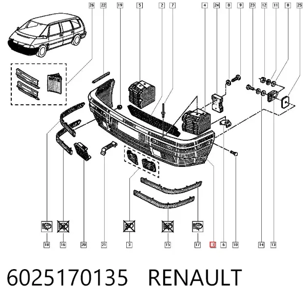 Pára-choque dianteiro 6025170135 Renault (RVI)