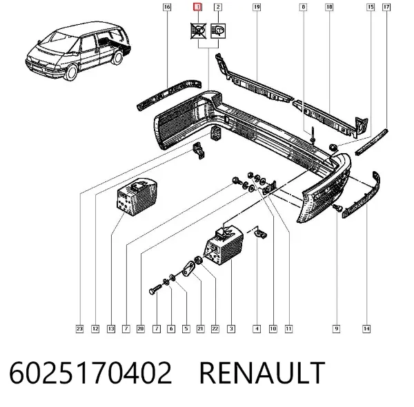 Pára-choque traseiro 6025170402 Renault (RVI)