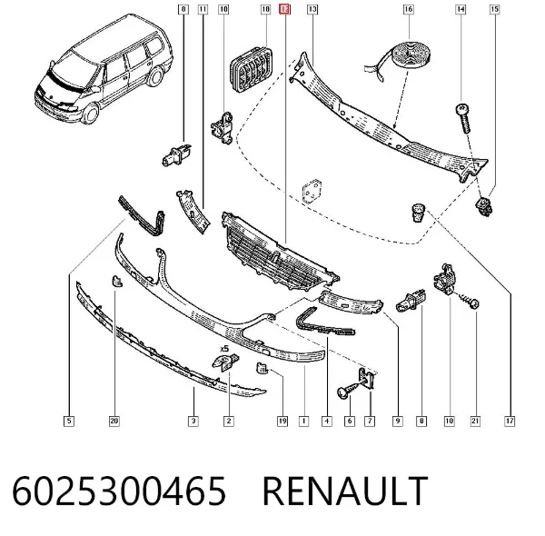 Grelha do radiador Renault Espace III
