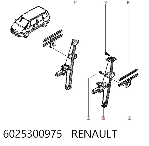 Mecanismo de acionamento de vidro da porta dianteira esquerda 6025300975 Renault (RVI)