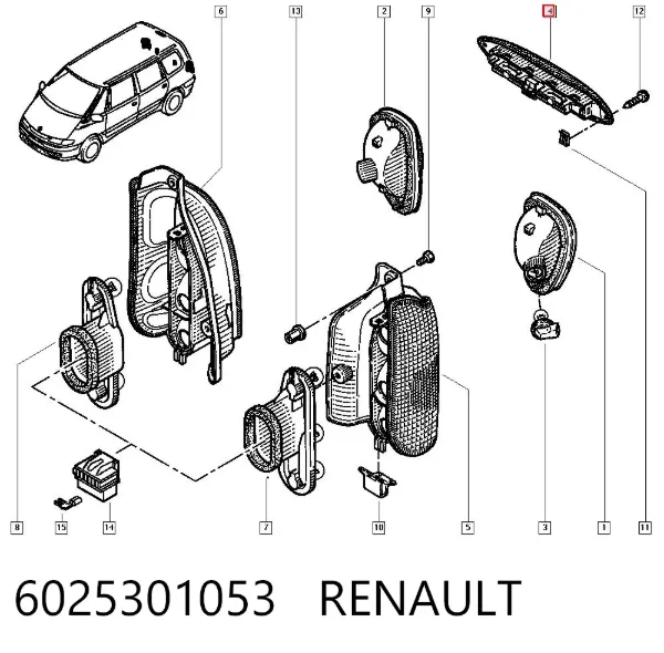 Sinal de parada traseiro adicional 6025301053 Renault (RVI)