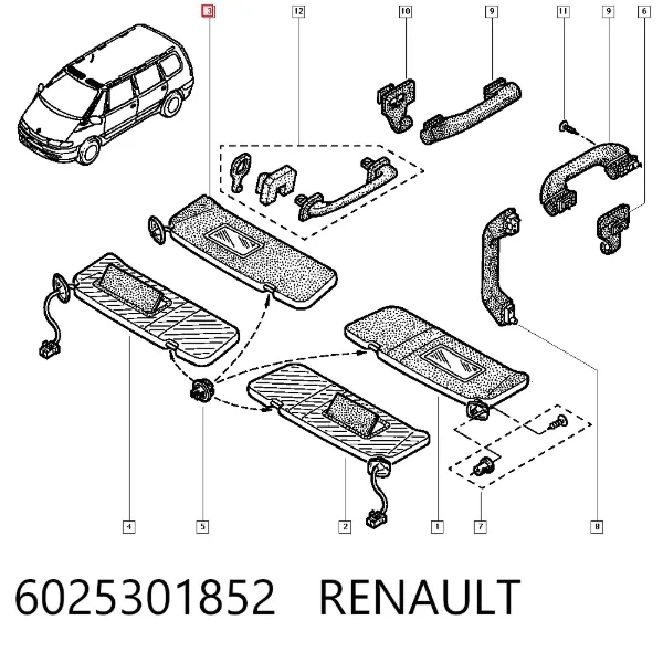 Pala contra o sol 6025301852 Renault (RVI)