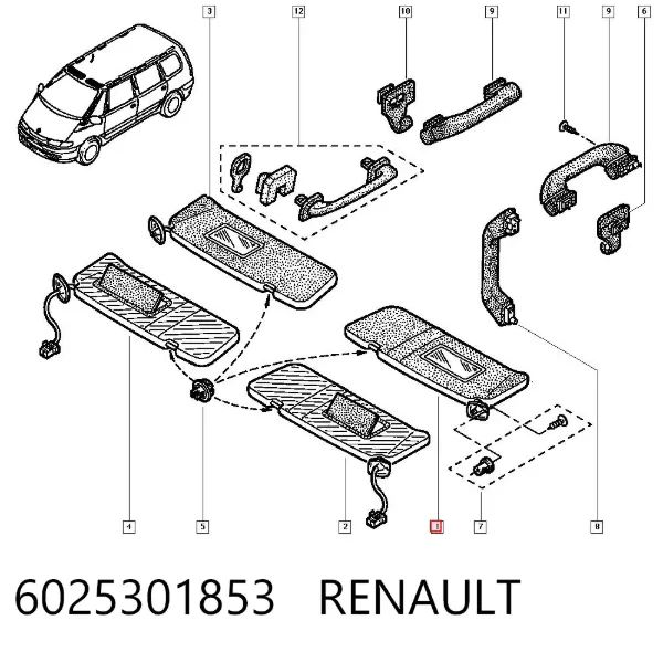 Pala contra o sol 6025301853 Renault (RVI)