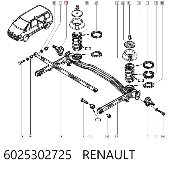 Pino moente (extremidade do eixo) traseiro 6025302725 Renault (RVI)