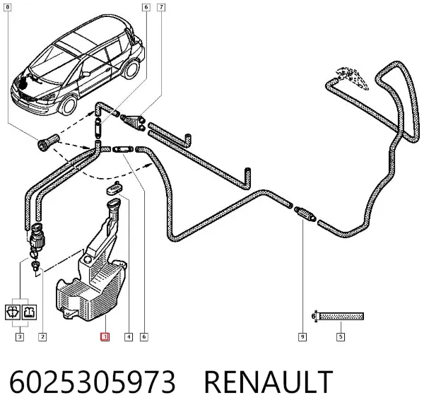 Tanque de fluido para lavador de vidro 6025305973 Renault (RVI)