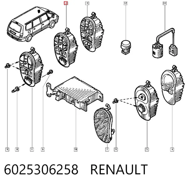 Unidade de controlo dos modos de aquecimento/condicionamento 6025306258 Renault (RVI)