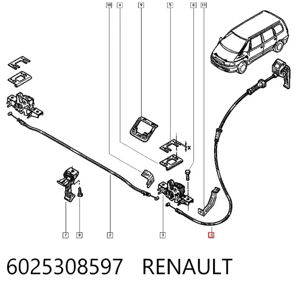 Cabo de abertura da capota 6025308597 Renault (RVI)