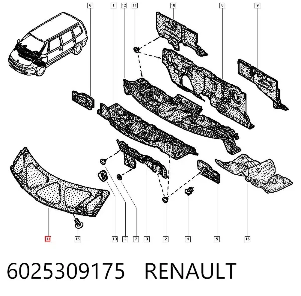 Isolamento de ruído da capota 6025309175 Renault (RVI)