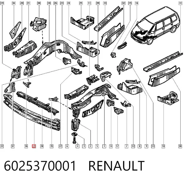 Reforçador do pára-choque dianteiro Renault Espace III