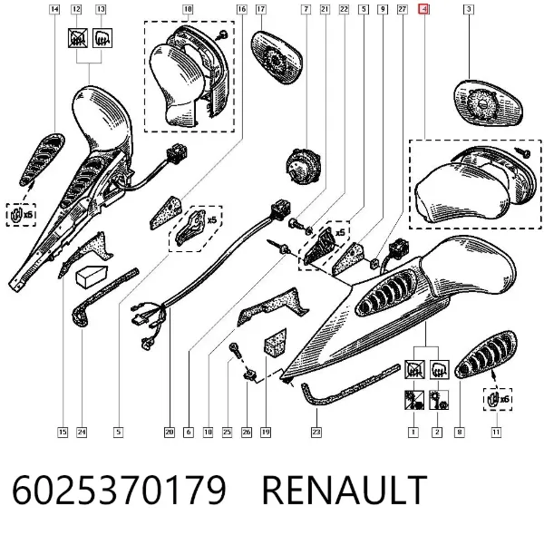 Placa sobreposta (tampa) do espelho de retrovisão esquerdo 6025370179 Renault (RVI)