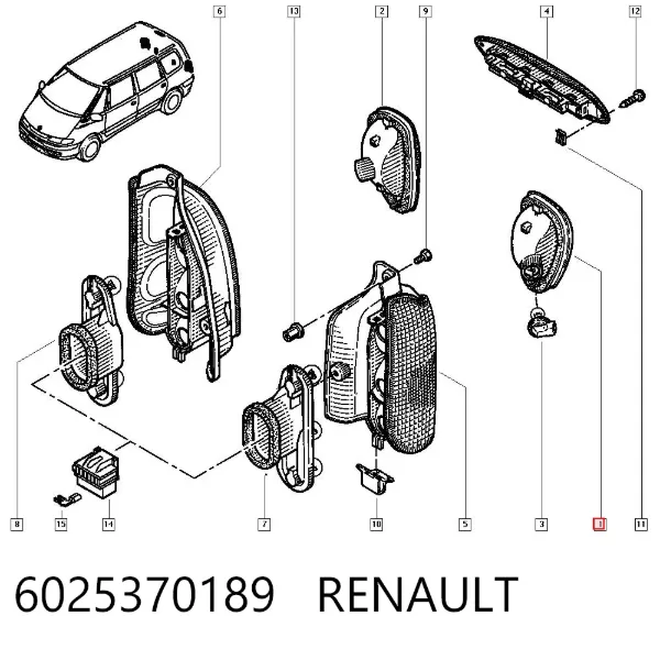 Lanterna de nevoeiro traseira esquerda 6025370189 Renault (RVI)