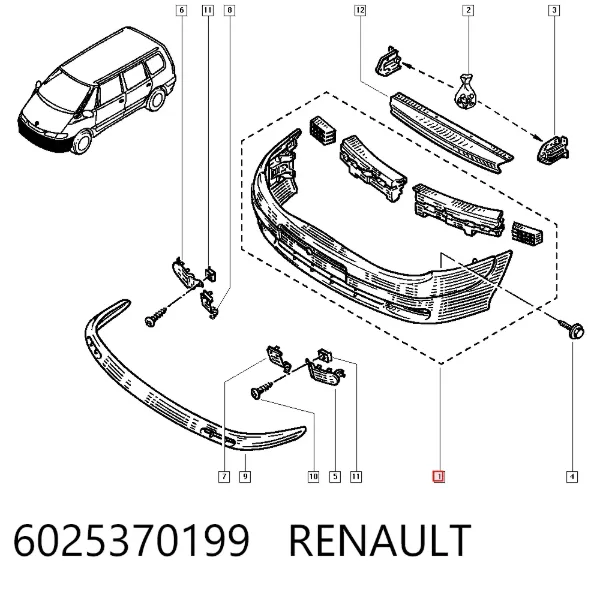 Pára-choque dianteiro Renault Espace III