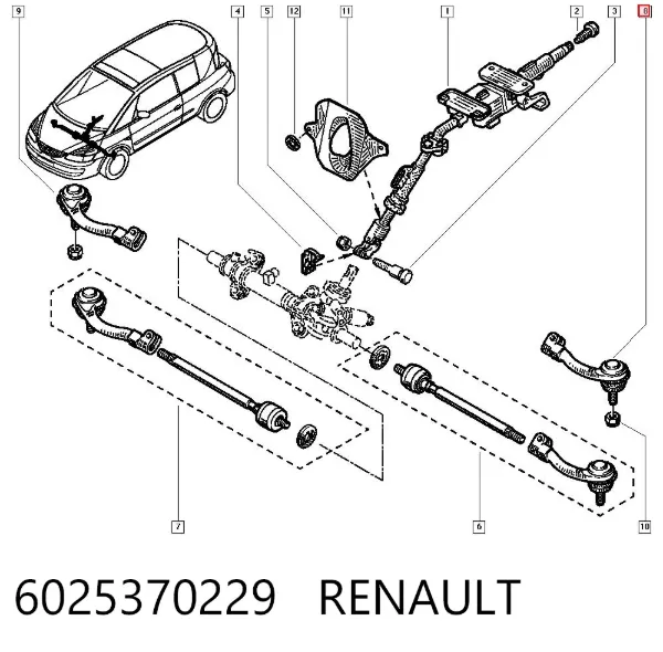 Ponta externa da barra de direção 6025370229 Renault (RVI)
