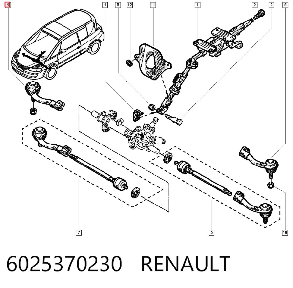 Ponta externa da barra de direção 6025370230 Renault (RVI)