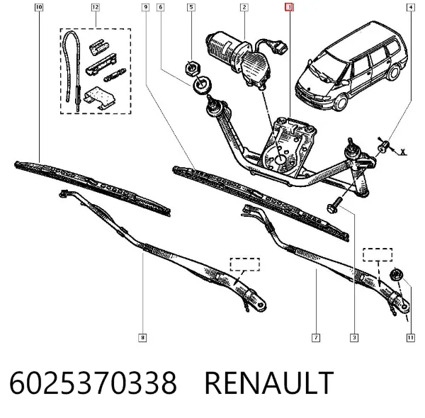 Trapézio de limpador pára-brisas Renault Espace III