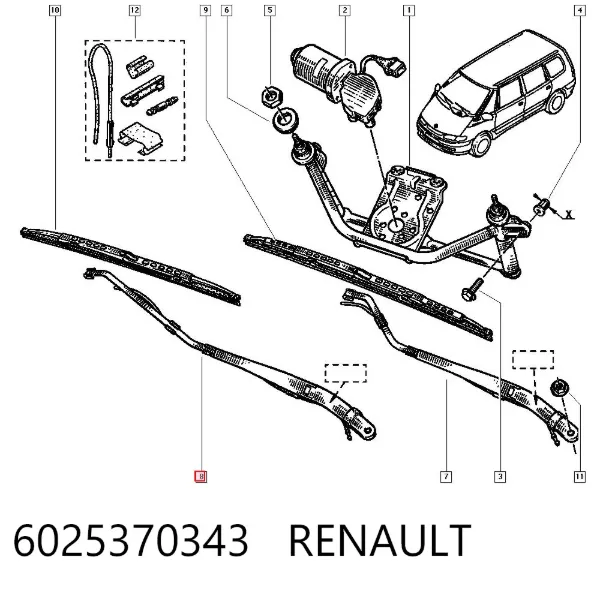 Braço de limpa-pára-brisas do pára-brisas 6025370343 Renault (RVI)