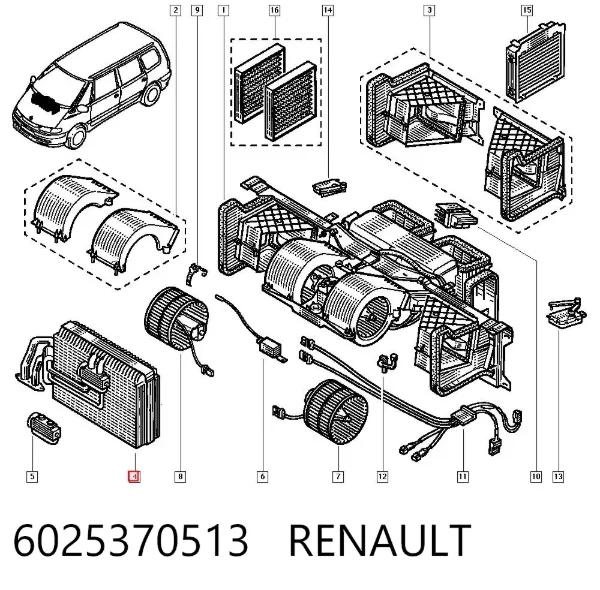 Vaporizador de aparelho de ar condicionado Renault Espace III