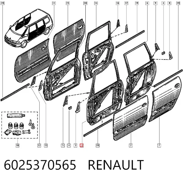 Porta dianteira esquerda 6025370565 Renault (RVI)