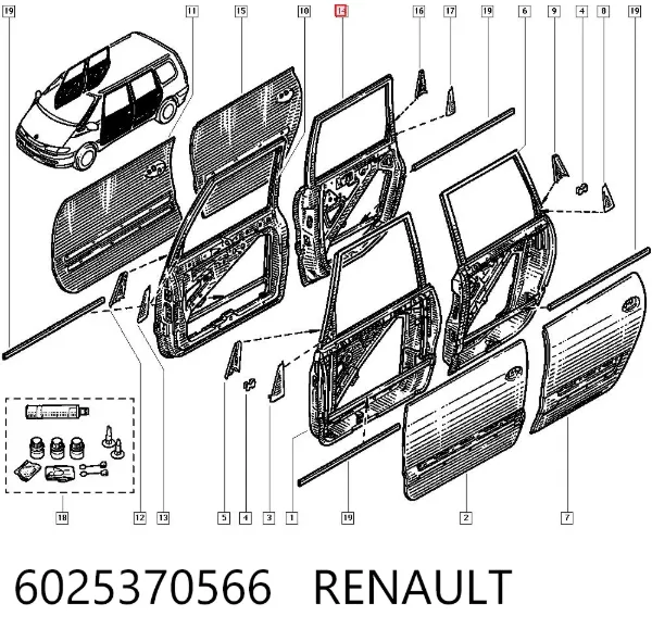 Porta traseira direita 6025370566 Renault (RVI)