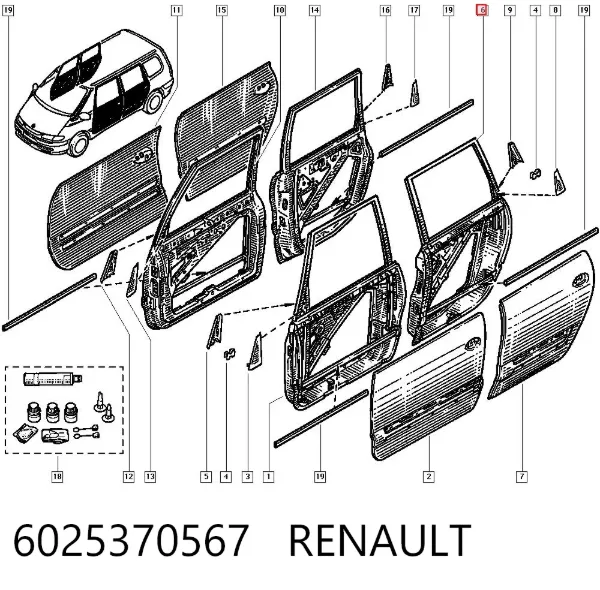 Porta traseira esquerda 6025370567 Renault (RVI)